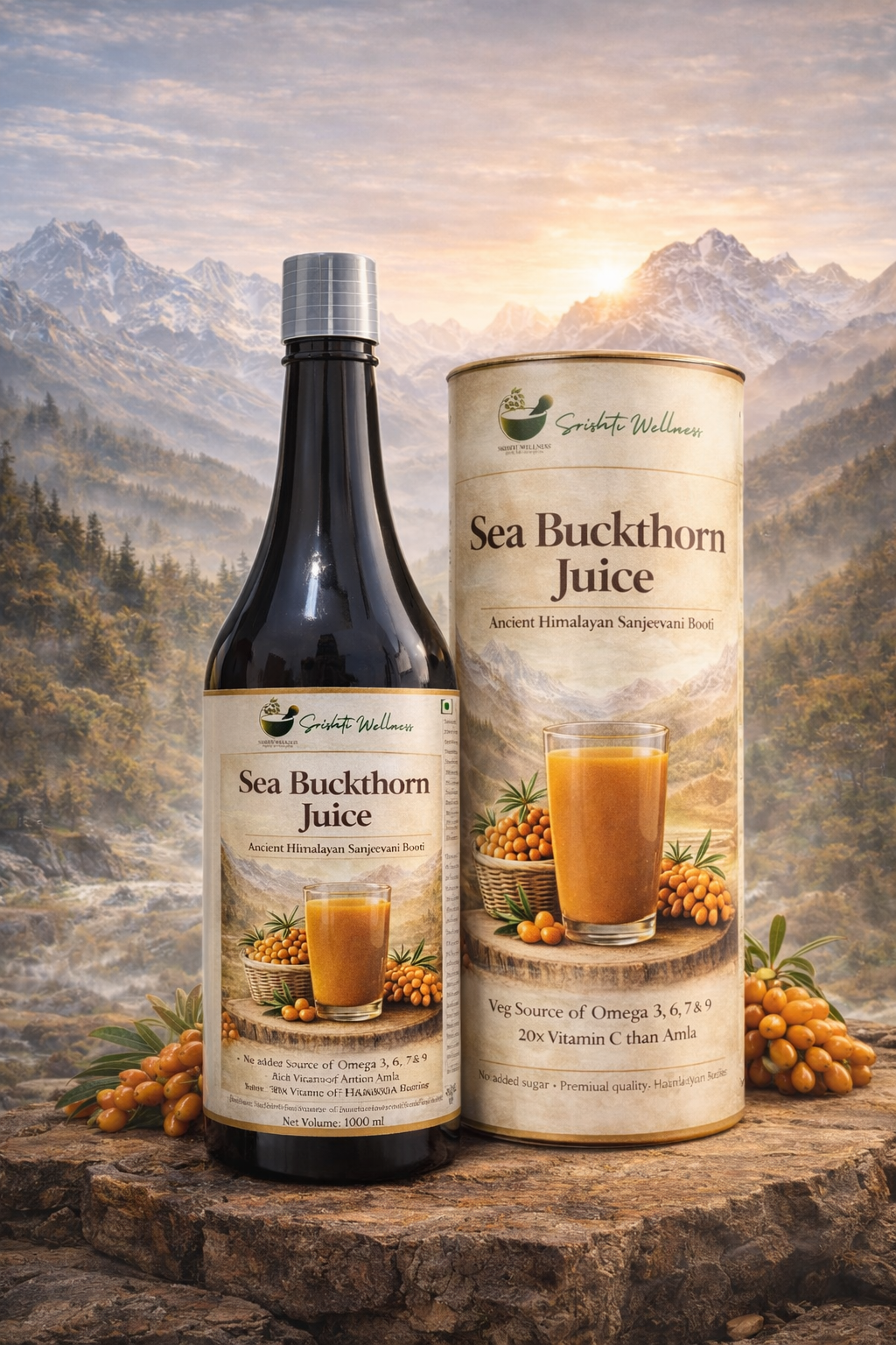 Ancient Himalayan Sea Buckthorn Juice | Srishti Wellness (1000 ml)